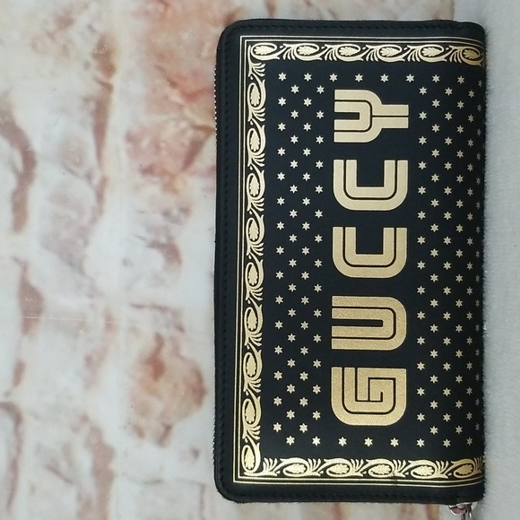 New Gucci Guccy Script Zip-Around Wallet - Picture 2 of 16